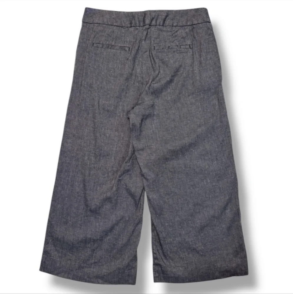 BANANA REPUBLIC Linen Blend Flat Front High Waist Wide Leg Cropped Trousers